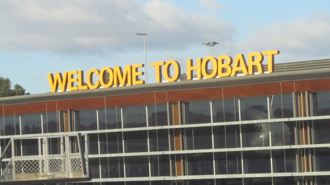 Arriving at airport in Hobart Tasmania